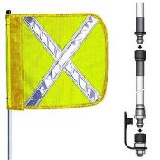 Checkers 8' Split Pole Warning Whip w/o Light, 12"x11" Yellow w/ X Rectangle Flag