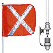 Checkers 10' Quick Disconnect Warning Whip w/o Light, 16"x16" Orange w/ X Rectangle Flag