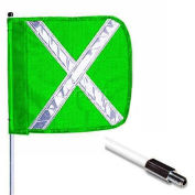 Checkers 5'  Hex Base Warning Whip w/o Light, 12"x11" Green w/ X Rectangle Flag