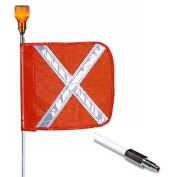 Checkers 12'  Hex Base Warning Whip w/ Lighting Capability, 12x11"Orange X Flag