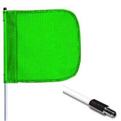 Checkers 3'  Hex Base Warning Whip w/o Light, 16"x16" Green Rectangle Flag
