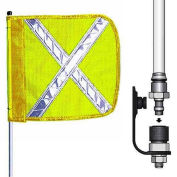 Checkers 6' Quick Disconnect Warning Whip w/o Light, 16"x16" Yellow w/ X Rectangle Flag