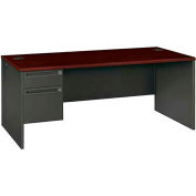 HON Steel Desks, Single Left Pedestal, 72"W x 36"D x 29-1/2"H, Mahogany, 38000 Series