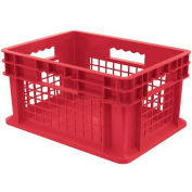 Akro-Mils Straight Wall Container, Mesh Sides Solid Base, 15-3/4"L x 11-3/4"W x 8-1/4"H, Red - Pkg Qty 12