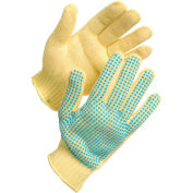 PIP Kut-Gard® Kevlar® Gloves, PVC Dots One Side, Yellow/Blue, Large, 12 Pairs