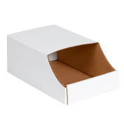 Stackable White Corrugated Bin Box, 7" x 12" x 4-1/2", BINB712 - Pkg Qty 50