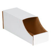 Stackable White Corrugated Bin Box, 4" x 12" x 4-1/2", BINB412 - Pkg Qty 50