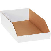 Open Top White Corrugated Bin Box, 10" x 18" x 4-1/2" - Pkg Qty 50