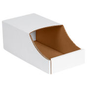 Stackable White Corrugated Bin Box, 6" x 12" x 4-1/2", BINB612 - Pkg Qty 50