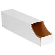 Stackable White Corrugated Bin Box, 4" x 18" x 4-1/2", BINB418 - Pkg Qty 50
