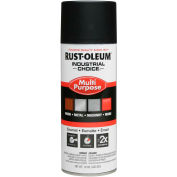 Rust-Oleum Industrial 1600 System General Purpose Enamel Aerosol, SemiFlat Black 12 oz Can - Pkg Qty 6