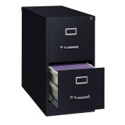 Hirsh Industries 26-1/2" Deep Vertical File Cabinet 2-Drawer Letter Size, Black, 14416