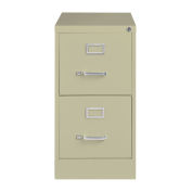Hirsh Industries 26-1/2" Deep Vertical File Cabinet 2-Drawer Letter Size, Putty, 14415