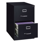 Hirsh Industries 26-1/2" Deep Vertical File Cabinet 2-Drawer Legal Size, Black, 14419