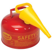 Eagle Ul-25-FS Type 1 Safety Can, 2.5 Gallon with Funnel, Red