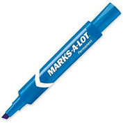 Avery Marks-A-Lot Permanent Marker, Chisel Tip, Blue Ink, Dozen