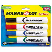 Avery® Marks-A-Lot Dry-Erase Marker, Chisel Tip, Black/Blue/Green/Red Ink, 4/Set