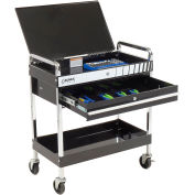 Service Cart w/ Locking Top and Locking Drawer - Black