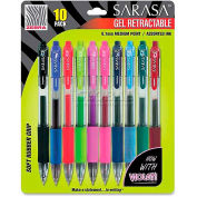 Zebra Sarasa Gel Retractable Pen, Medium, 0.7mm, Assorted Ink, 10/Set