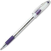 Pentel RSVP Ballpoint Stick Pen, Medium, Clear Barrel, Violet Ink, Dozen