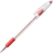 Pentel RSVP Red Ink Clear Barrel Ballpoint Stick Pen, Medium Point