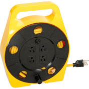 Bayco Quad Plug Cord Reel, 16/3 GA, 25'L Cord, Yellow