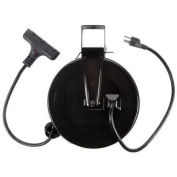 Bayco Triple Tap Extension Cord, Retractable Reel, 30'L Cord, 14/3 GA, Black