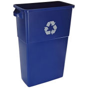 23 Gallon Thin Bin Recycle Container w/Recycle Logo, Blue - Pkg Qty 4