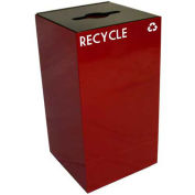 Witt Industries 28GC04-SC Steel Recycling Container with Combo Opening, 28 Gallon Cap, Red