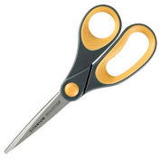 Westcott 14849 Titanium Bonded Non-Stick Scissors, 8"L Straight, Gray/Yellow - Pkg Qty 6
