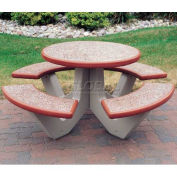 66" Concrete Round Picnic Table, Brick Red