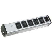 International Plug-In Outlet Center, 5-250V IEC 320 Outlets, 10A Circuit Breaker, 11"L