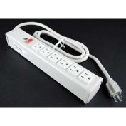 Multi-Outlet Power Unit, 125V, 15A, 12-1/4"L, 6 Outlets, 15' Cord