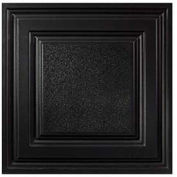 Genesis Designer Icon Relief PVC Ceiling Tile, Waterproof & Washable, 2'L X 2'W, Satin Black, 12/Pk