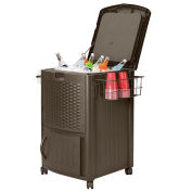 Suncast Resin Wicker Cooler With Cabinet, Java, 77 Quart