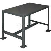 Durham Mfg. Stationary Machine Table W/ Shelf, Steel Square Edge, 24"W x 18"D x 18"H, Gray