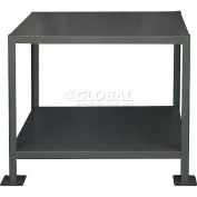 Durham Mfg. Stationary Machine Table W/ 2 Shelves, Steel Square Edge, 36"W x 18"D, Gray