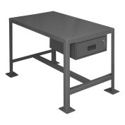Durham Mfg. Stationary Machine Table W/ Drawer, Steel Square Edge, 18"W x 24"D x 36"H, Gray