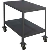Durham Mfg. Mobile Machine Table W/ 2 Shelves, Steel Square Edge, 48"W x 30"D, Gray