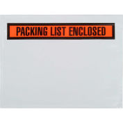 Panel Face Envelopes, "Packing List Enclosed" Print, 7"L x 5-1/2"W, Orange, 1000/Pk