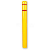 Post Guard® Bollard Cover CL1385EASSY, 4-1/2"Dia. X 64"H, Yellow W/Red Tape