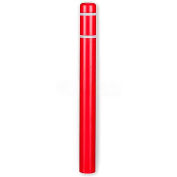 Post Guard® Bollard Cover, 4-1/2"Dia. X 52"H, Red W/White Tape
