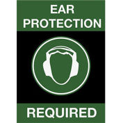 NoTrax Safety Message Mat, Ear Protection Required, 48x72", Black