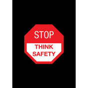 NoTrax Safety Message Mat, Stop Think Safety, 36x60", Black
