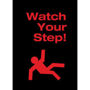 NoTrax Safety Message Mat, Watch Your Step, 36x60", Black