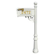 Lewiston Mailbox with Post, Fluted Base & Ball Finial, with Vinyl Numbers, White