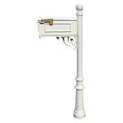 Lewiston Mailbox with Post, Fluted Base & Ball Finial, No Address Plates, White