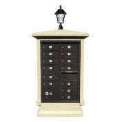 Stucco CBU Mailbox Center, SHORT Pedestal (Column Only), Sandstone, Solar Lamp