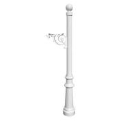 Lewiston Post, Decorative Fluted Base & Ball Finial, (No Mailbox),White