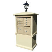 Stucco CBU Mailbox Center, TALL Pedestal (Column Only), Sandstone, Solar Lamp